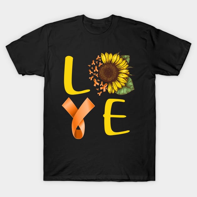 love leukemia sunflower T-Shirt by TeesCircle